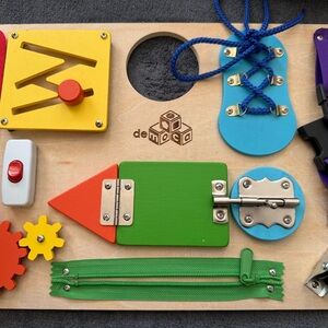 Wooden Busy Board for Kids - Colorful Learning Toy